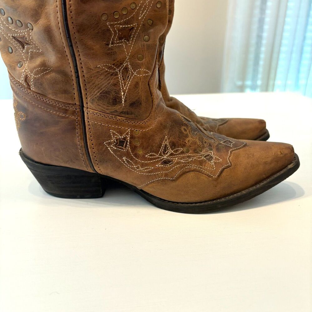 Laredo Western Women's Brown Leather Cross Point Snip Boots 52033‎ US Size 9 - Picture 5 of 12